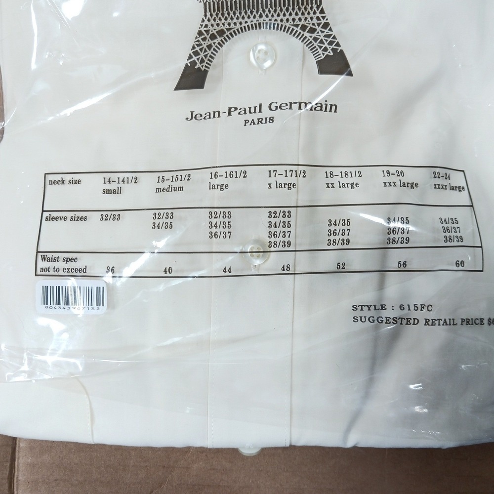 Jean-Paul Germain Mens Dress Shirt 16.5 32/33 Cream French Cuff Super Soft 615FC - Picture 9 of 9